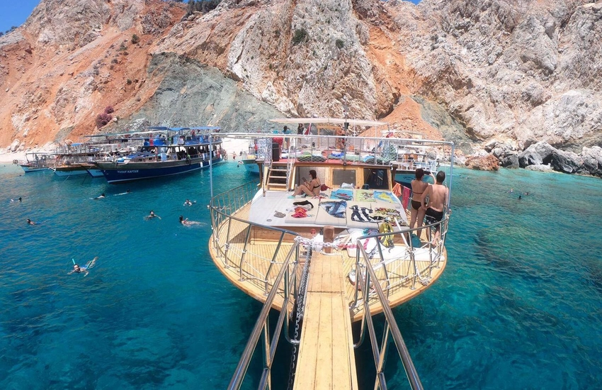 Boat tour to Adrasan Suluada island with turquoise water