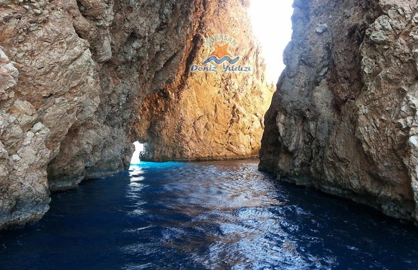 Boat tour to Adrasan Suluada island with turquoise water