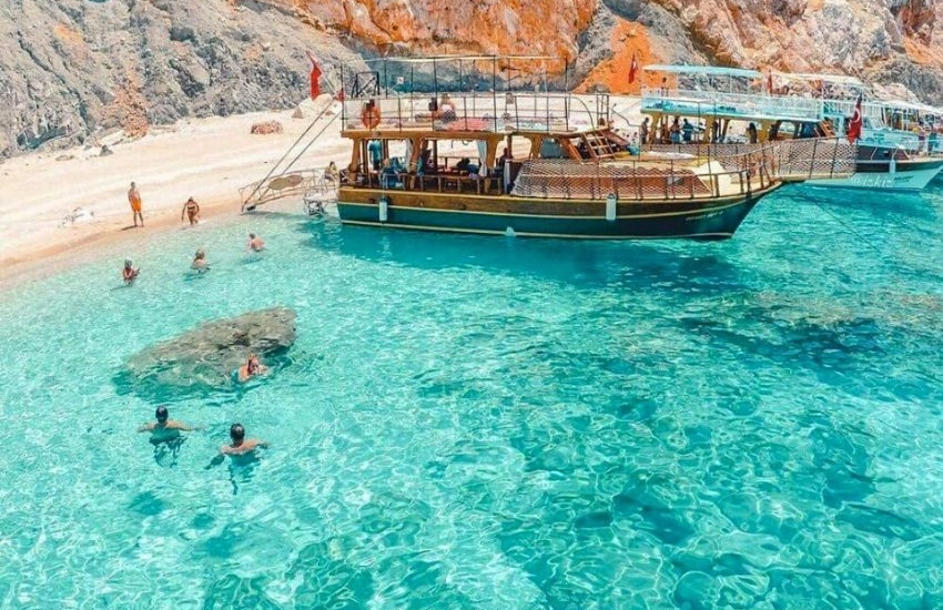 Boat tour to Adrasan Suluada island with turquoise water