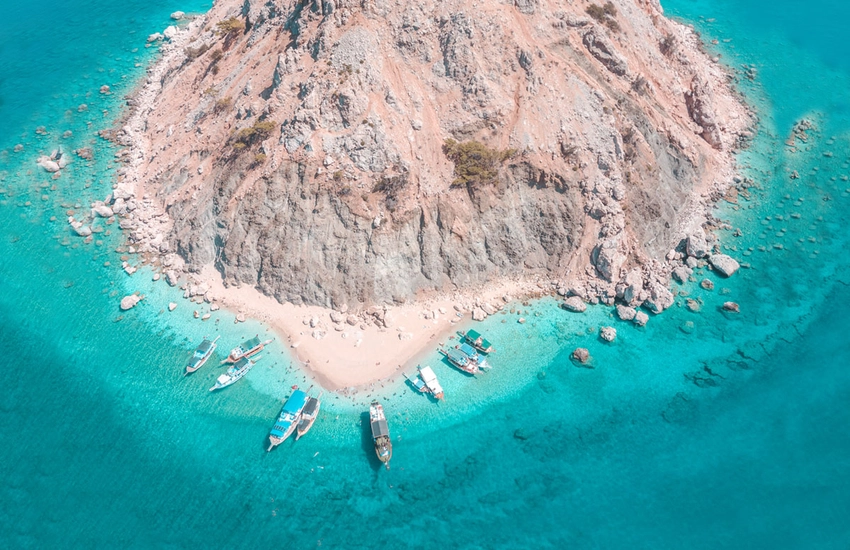 Boat tour to Adrasan Suluada island with turquoise water