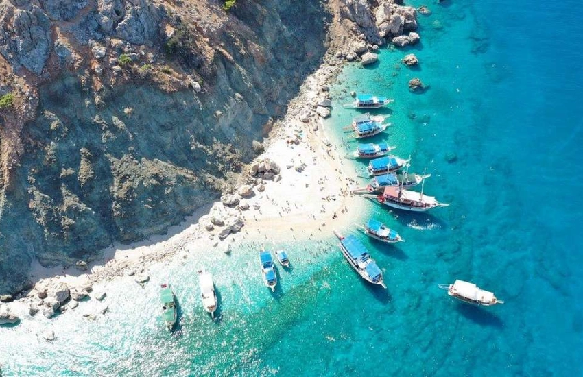 Boat tour to Adrasan Suluada island with turquoise water