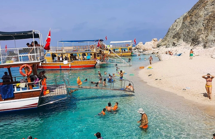 Boat tour to Adrasan Suluada island with turquoise water